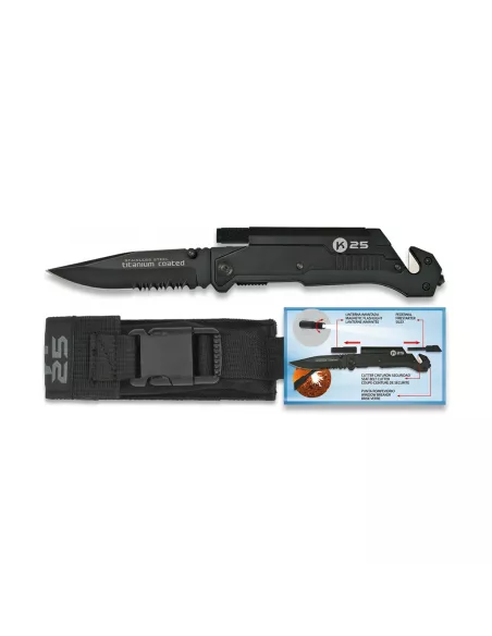 Navaja tactica pedernal y linterna - K25